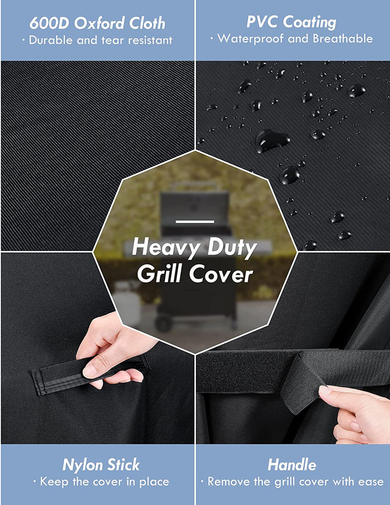 600D BBQ Grill Cover 64 Inch, Heavy Duty Waterproof Gas Grill Covers, Special Fade & Wind Resistant Barbecue Cover Fits