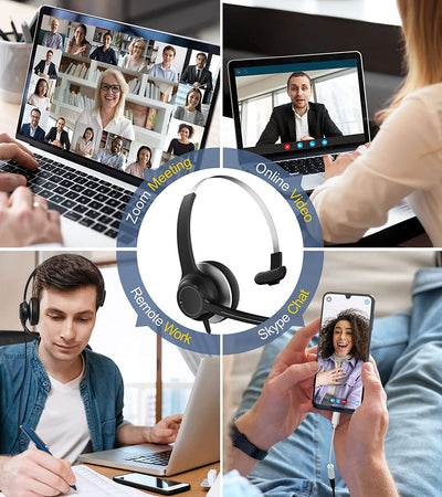 3.5mm&USB&Type-c Headset with Microphone for Laptop, Single Side Headset with Microphone for PC