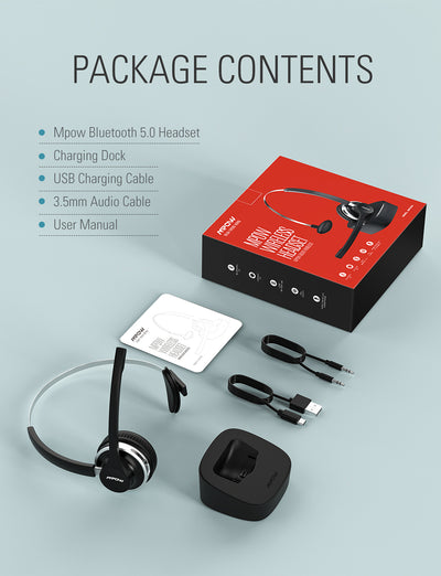[wholesale: $21-$35 /piece] Mpow HC3 Bluetooth Headset with Charging Dock(Wired Optional)