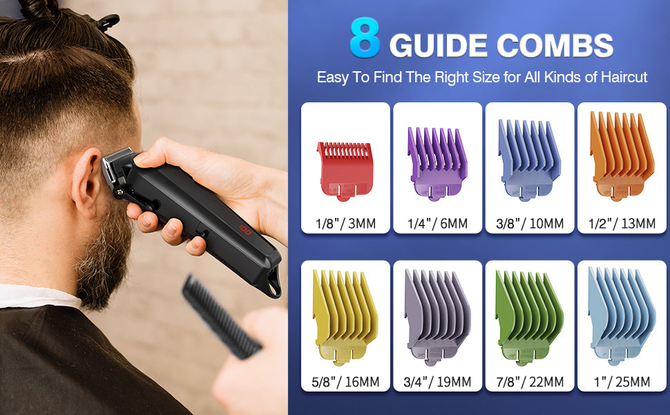 081BB Mens Hair Clipper with 8 Combs – MPOW