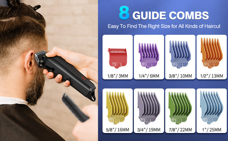 081BB Mens Hair Clipper with 8 Combs