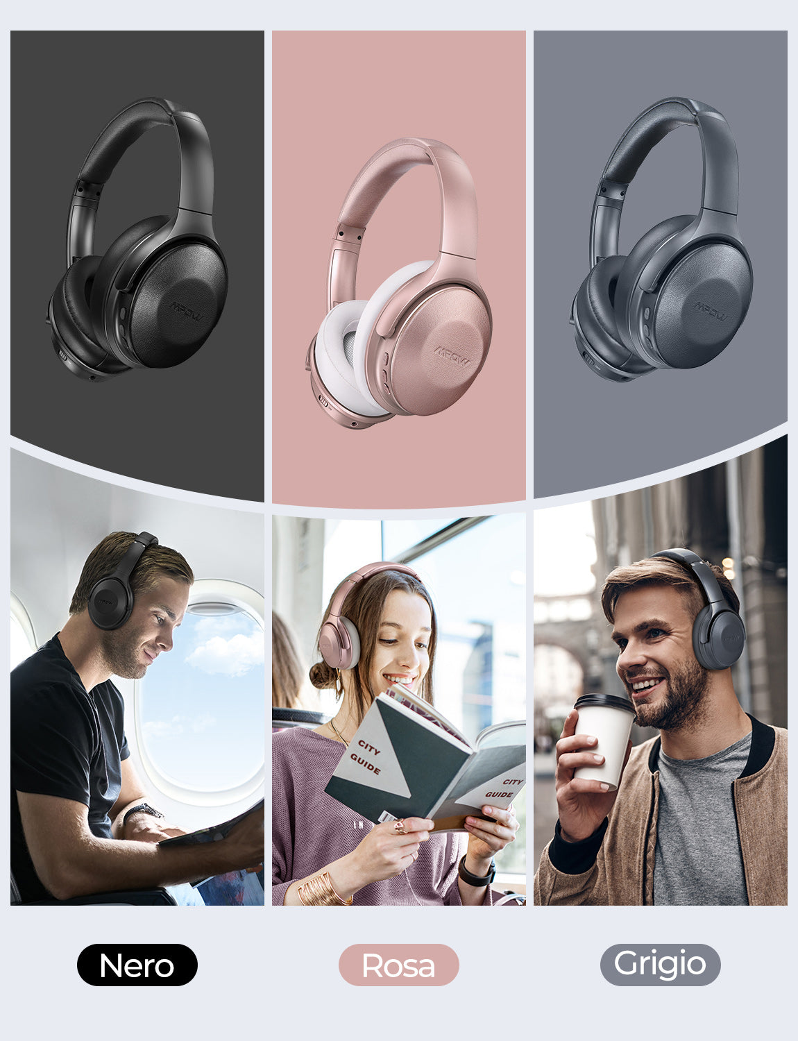 MPOW H17 BH381A Black ANC Wireless Bluetooth Over Ear Foldable Headphones  IOS