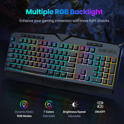 PC264 RGB Gaming Keyboard Mouse Mousepad Set, 3-in-1