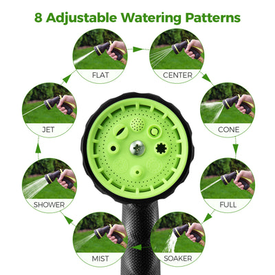 302AB Garden Hose Nozzle, 8 Sprayer Patterns Hose Nozzle, Heavy-duty Anti-slip Hose Nozzle