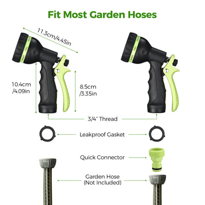 302AB Garden Hose Nozzle, 8 Sprayer Patterns Hose Nozzle, Heavy-duty Anti-slip Hose Nozzle