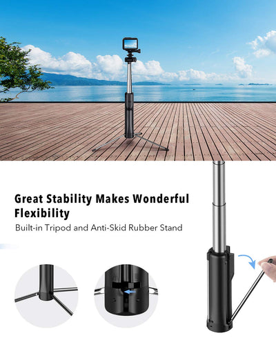 Mpow Selfie Stick Tripod with LED, Bluetooth Detachable Remote,  168AB