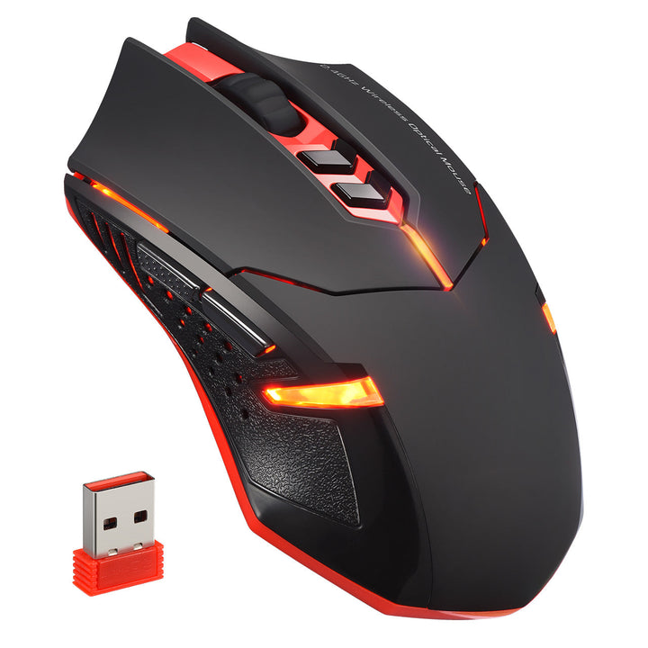 PC066 Backlit Wireless Gaming Mouse, Silent, Ergonomic, Black