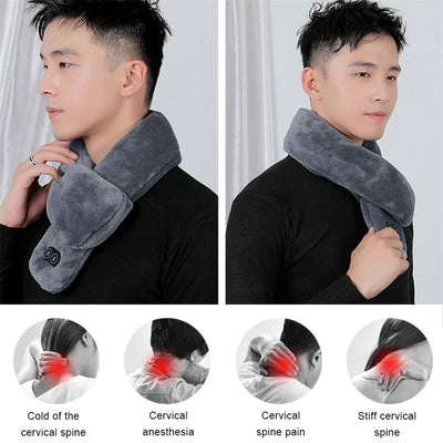 New USB Heated Winter Scarf Men and Women Shawl Foreign Trade Smart Heating Solid Color Vibration Massage Scarf Waterproof