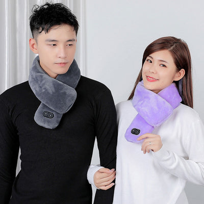 New USB Heated Winter Scarf Men and Women Shawl Foreign Trade Smart Heating Solid Color Vibration Massage Scarf Waterproof