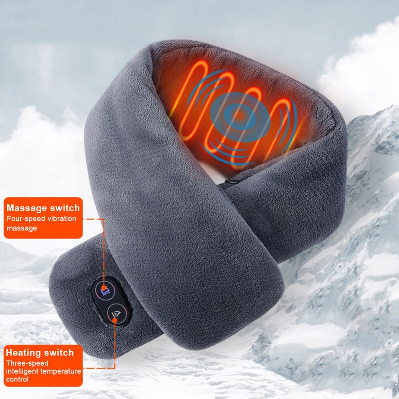 New USB Heated Winter Scarf Men and Women Shawl Foreign Trade Smart Heating Solid Color Vibration Massage Scarf Waterproof