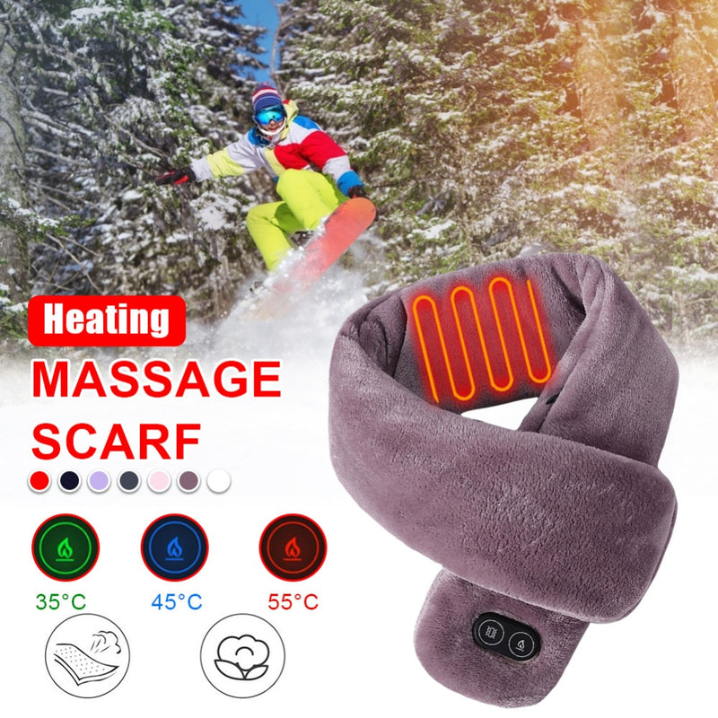 New USB Heated Winter Scarf Men and Women Shawl Foreign Trade Smart Heating Solid Color Vibration Massage Scarf Waterproof