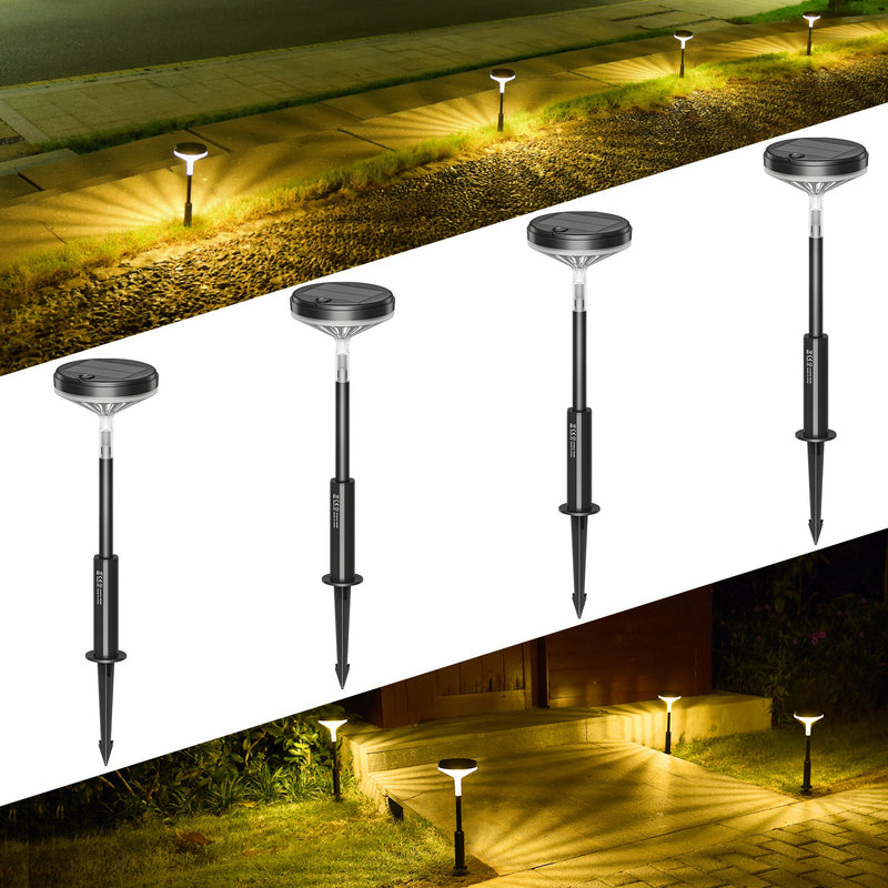 CD291 Solar Pathway Lights Outdoor 3 Modes 4 Pack