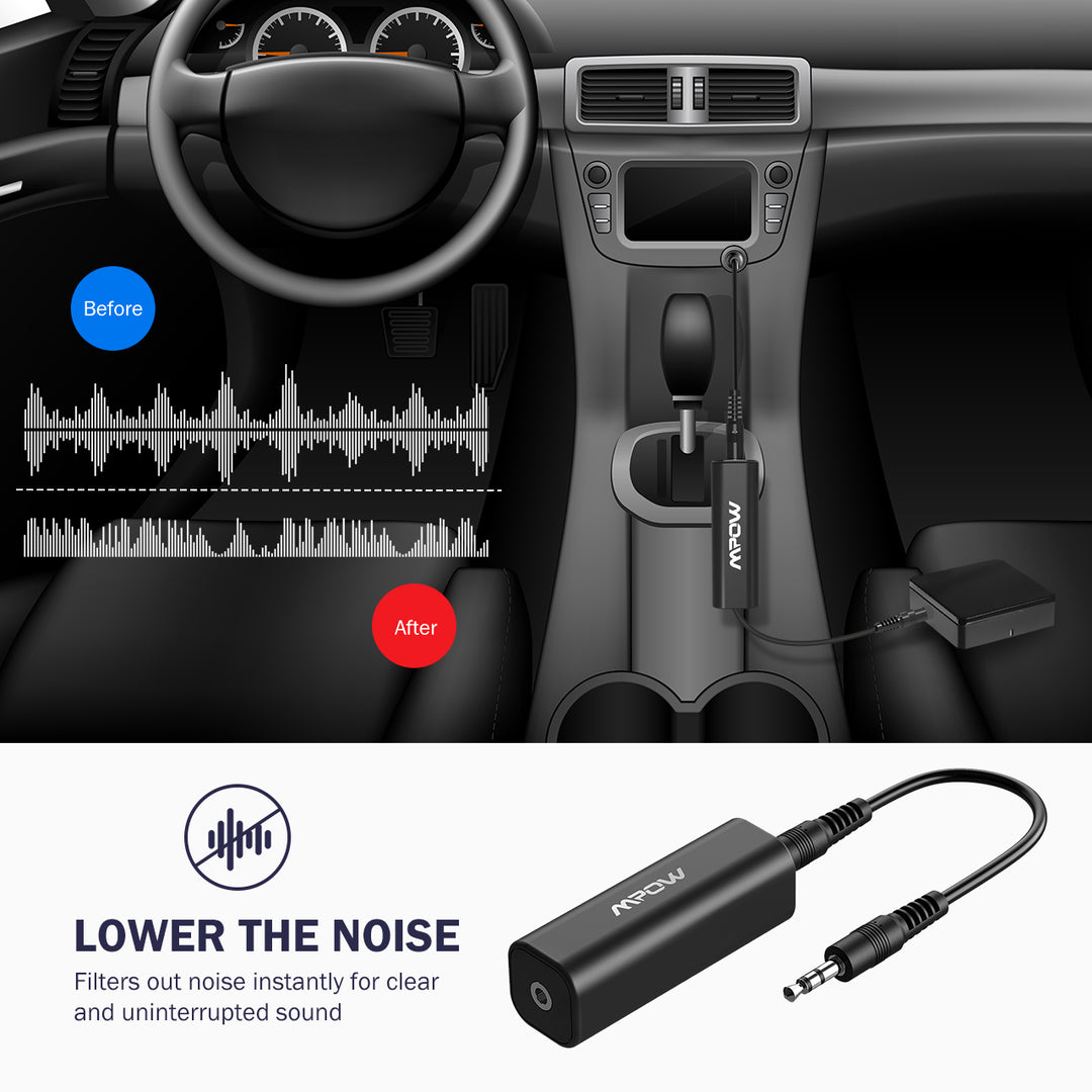 Mpow ground loop noise isolator for car stereo system discount