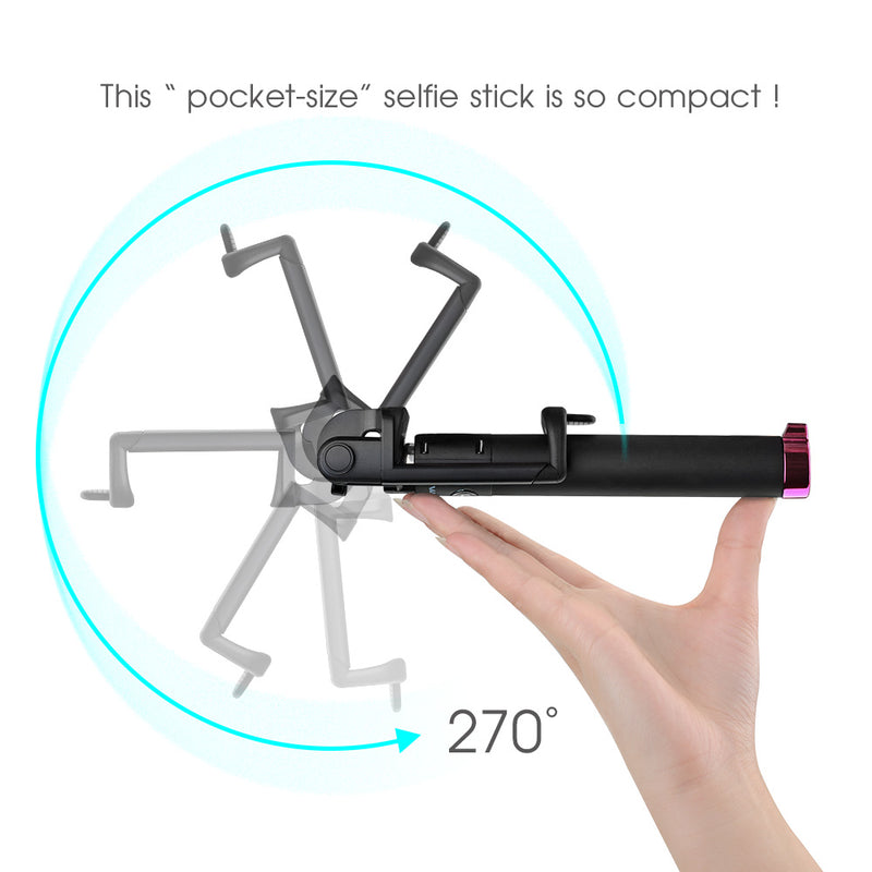 Mpow Selfie Stick Bluetooth, Extendable Monopod Selfie Stick with Built-in Bluetooth Remote Shutter(Red)