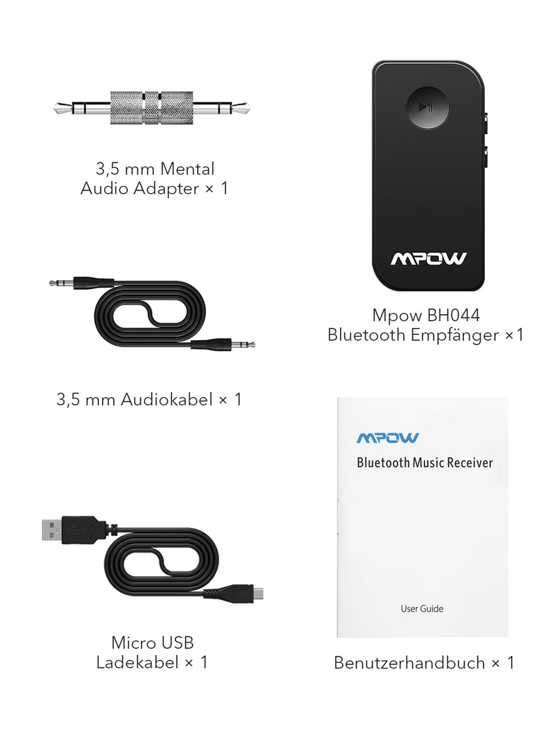 Mpow Bluetooth 5.0 Receiver, Wireless Aux Bluetooth Adapter, Portable Bluetooth Audio Adapter with Hands-free Calls and Voice Assistant for Car and Home Stereo Systems