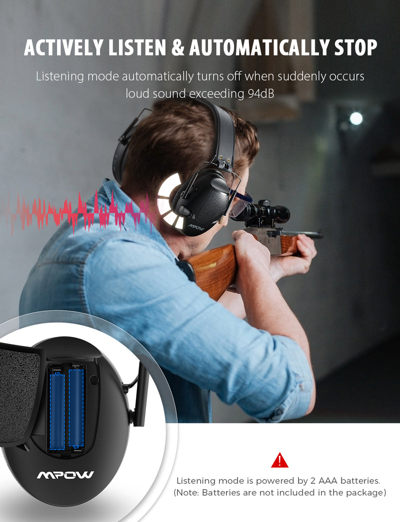 MPOW HP123A Shooting Ear Protection, Electronic Earmuffs, NRR 22dB