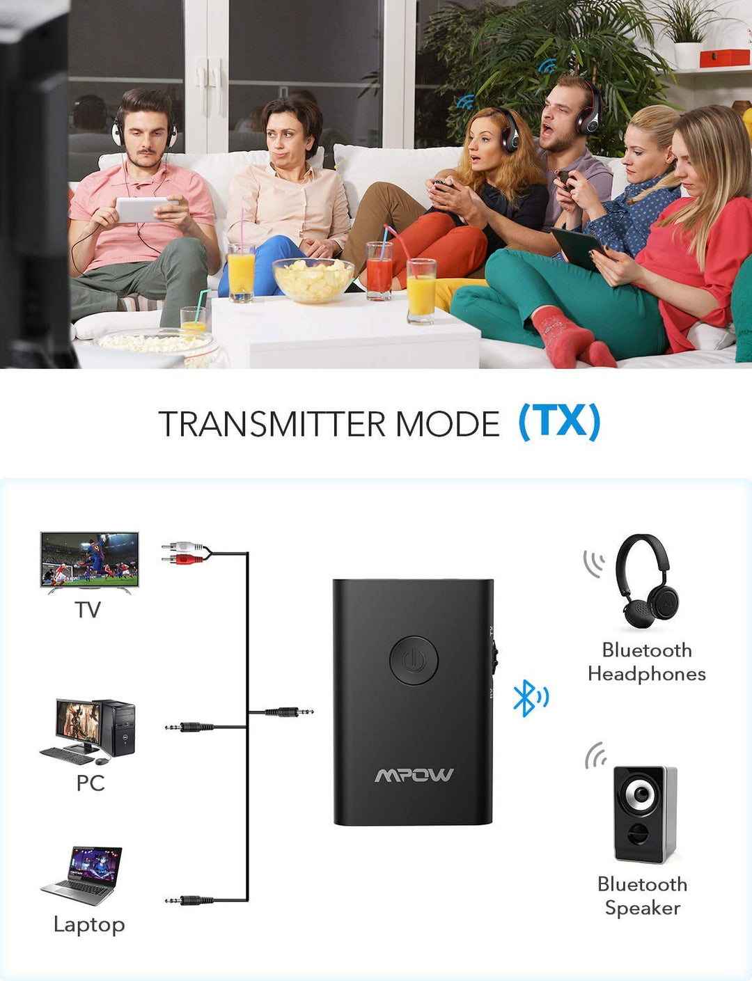 MPOW BH283A Bluetooth Transmitter & Receiver - Main Image