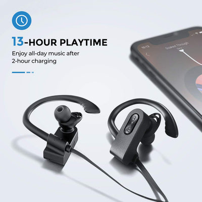 Mpow Flame2 Bluetooth Cuffie 13-Hr Playtime, Auricolari wireless Bluetooth 5.0, auricolari wireless sport impermeabili IPX7 w/CVC 6.0 Noise Cancelling Mic, ergonomico ear hooks per l'allenamento in esecuzione