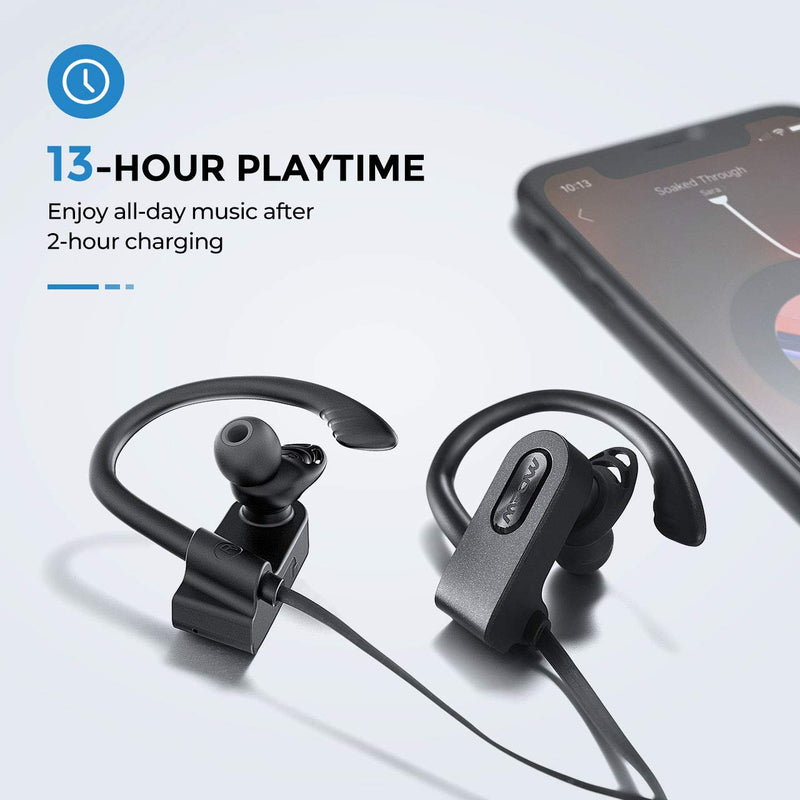 Mpow Flame2 Auriculares Bluetooth 13-h de Recreo, Bluetooth 5.0 Inalámbrico de los Auriculares, agua IPX7 Inalámbrico de Auriculares deportivos w/CVC 6.0 con Cancelación de Ruido Micrófono, Ergonómico gancho de Oreja para el Entrenamiento en el