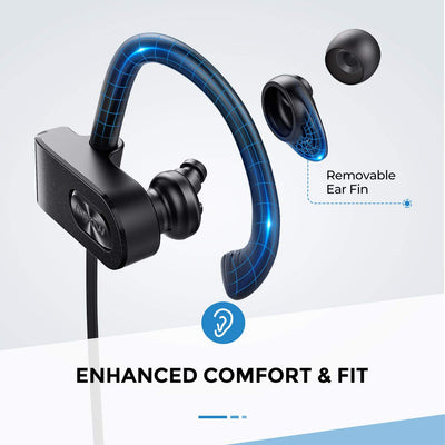Mpow Flame2 Bluetooth Cuffie 13-Hr Playtime, Auricolari wireless Bluetooth 5.0, auricolari wireless sport impermeabili IPX7 w/CVC 6.0 Noise Cancelling Mic, ergonomico ear hooks per l'allenamento in esecuzione