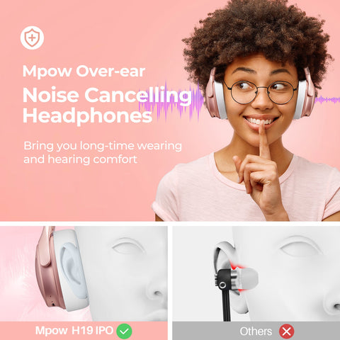 [wholesale: $24.6-$30.6/piece] EU / UK / US ONLY | Mpow H19 IPO Active Noise Cancelling Headphones (Rose)