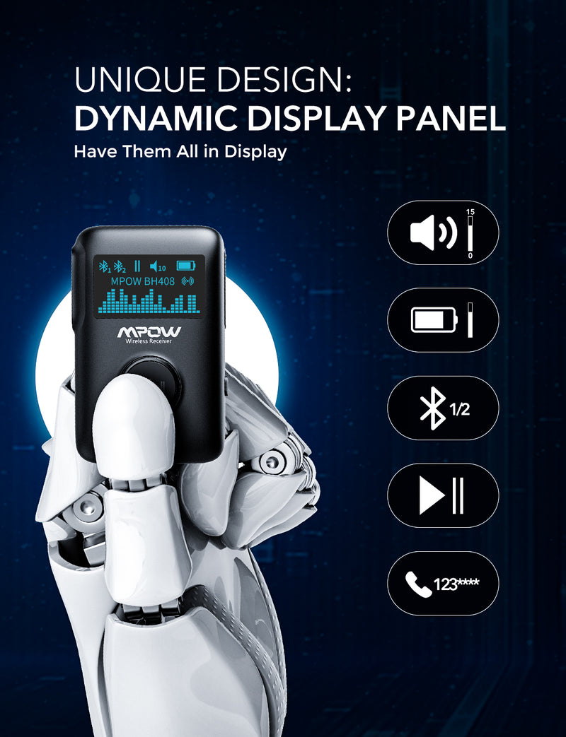 Mpow BH408A Bluetooth Receiver with Display Screen