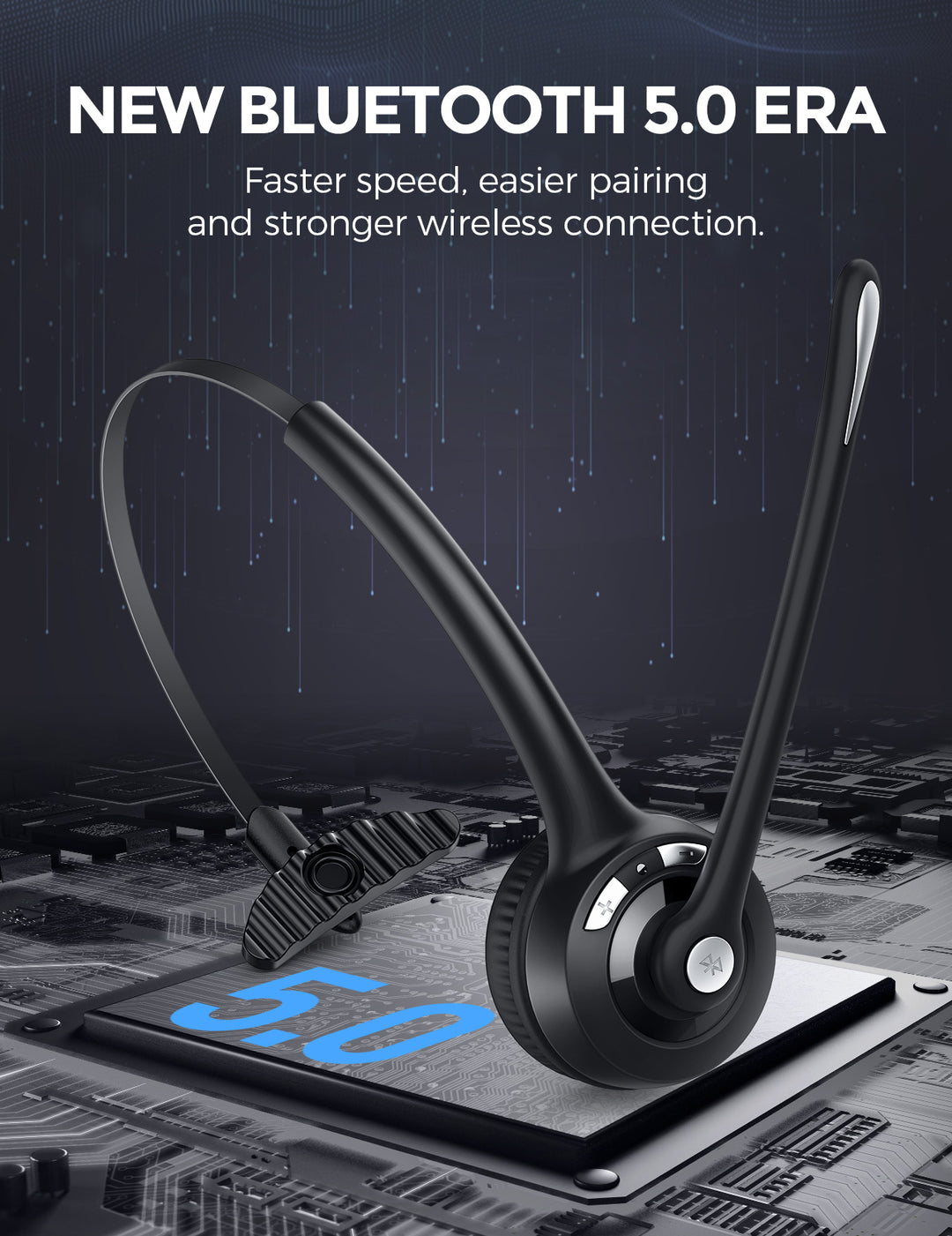 Mpow BH453A Pro Bluetooth Trucker Headset with Microphone MPOW