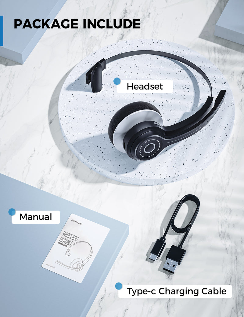Mpow HC7 Bluetooth Trucker Headsets with Microphone ( no logo)