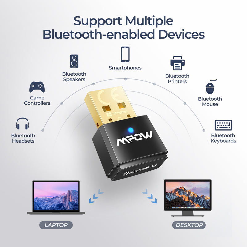Mpow BH519A Bluetooth 5.1 USB Adapter for PC – MPOW
