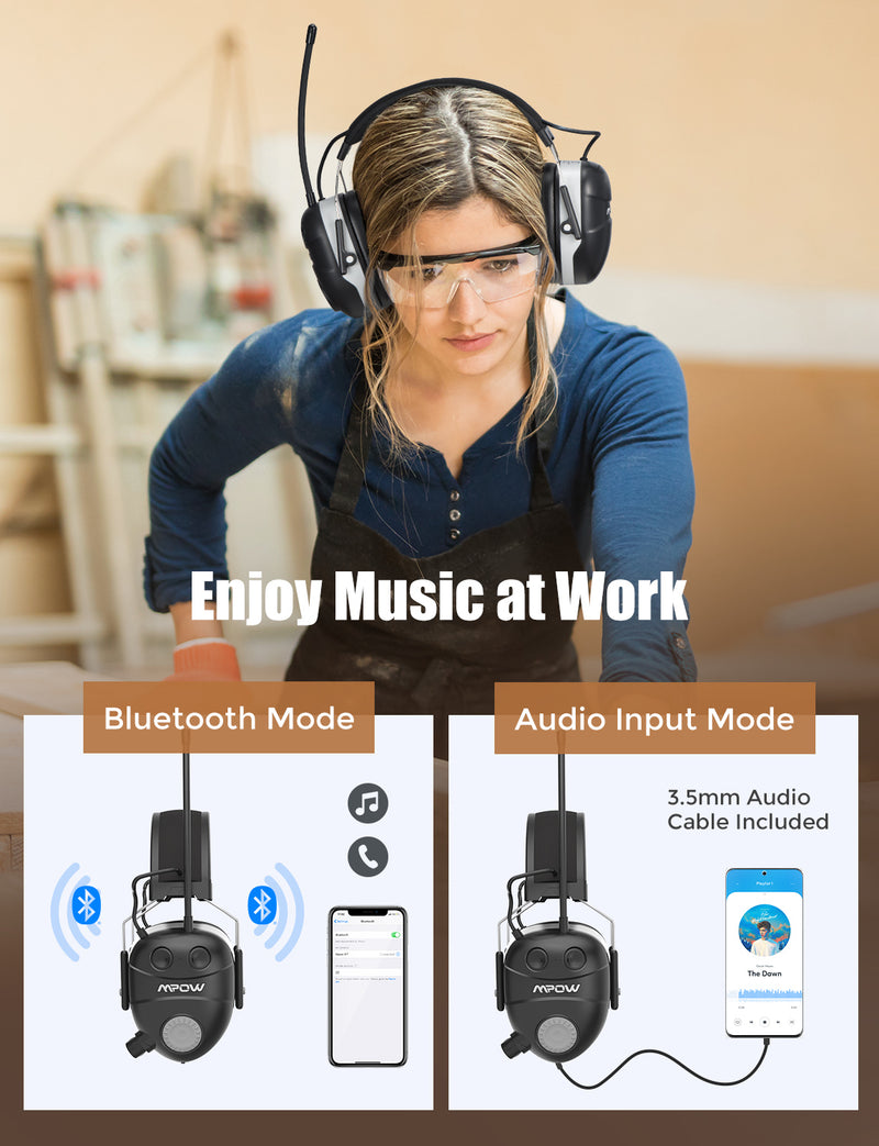 MPOW HP119A AM/FM Radio Ear Protection with Bluetooth Technology