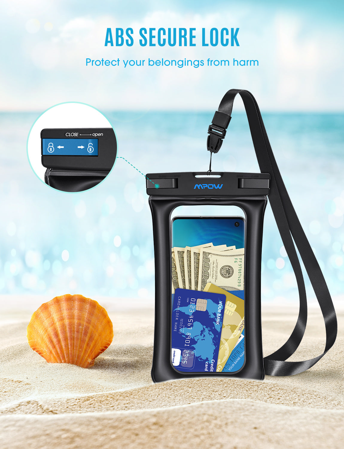 Mpow 097 universal waterproof case ipx8 waterproof phone pouch dry bag 2025
