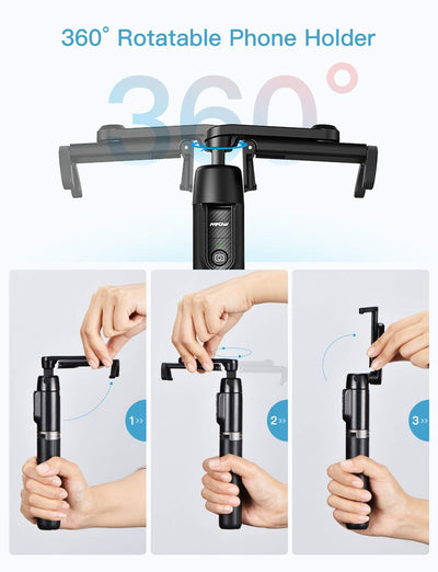Mpow PA197A Selfie Stick Tripod with 360° Rotation, Bluetooth Remote Control