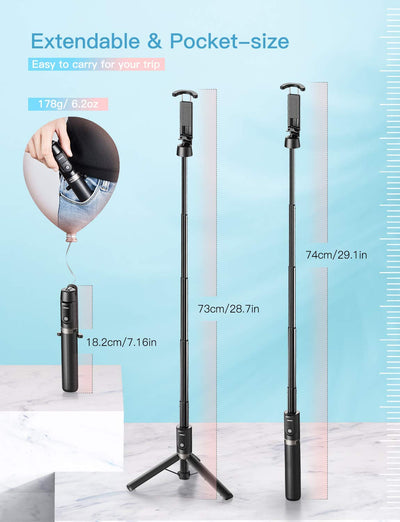 Mpow PA197A Selfie Stick Tripod with 360° Rotation, Bluetooth Remote Control