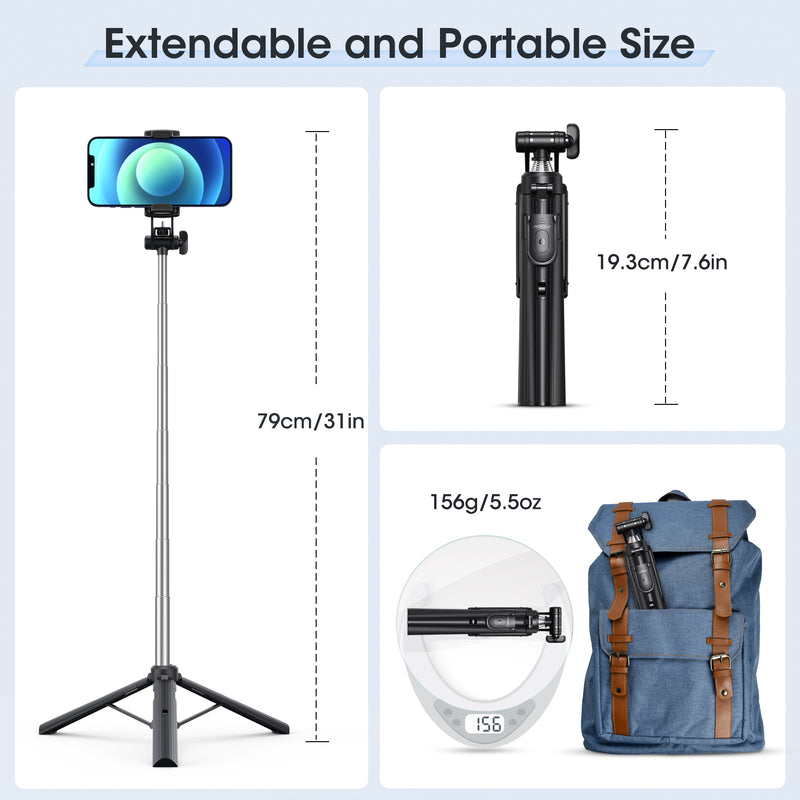 Mpow All in One Extendable Phone Tripod Stand with Bluetooth Remote,Stable Bracket