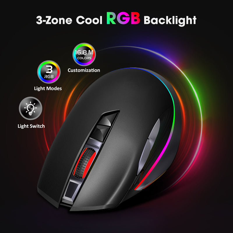PC255A Rechargeable RGB Gaming Mouse Wireless Wired,10000 DPI – MPOW