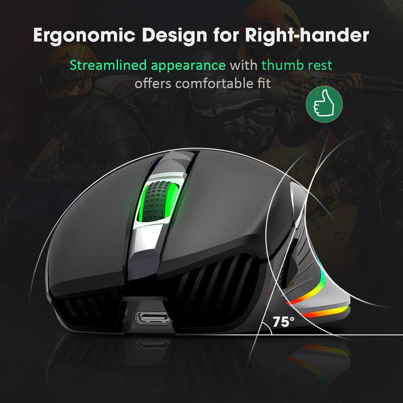 PC255A Rechargeable RGB Gaming Mouse Wireless Wired,10000 DPI – MPOW