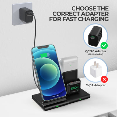 PA191B 3 in 1 Wireless Charging Stand with iWatch and AirPods