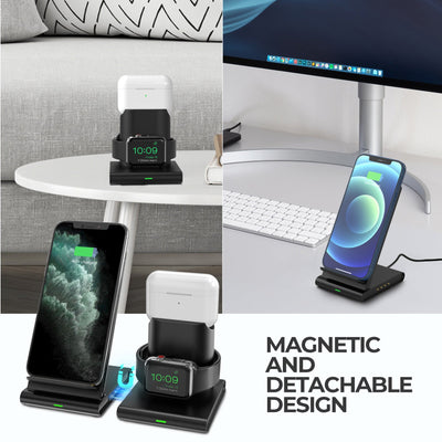 PA191B 3 in 1 Wireless Charging Stand with iWatch and AirPods