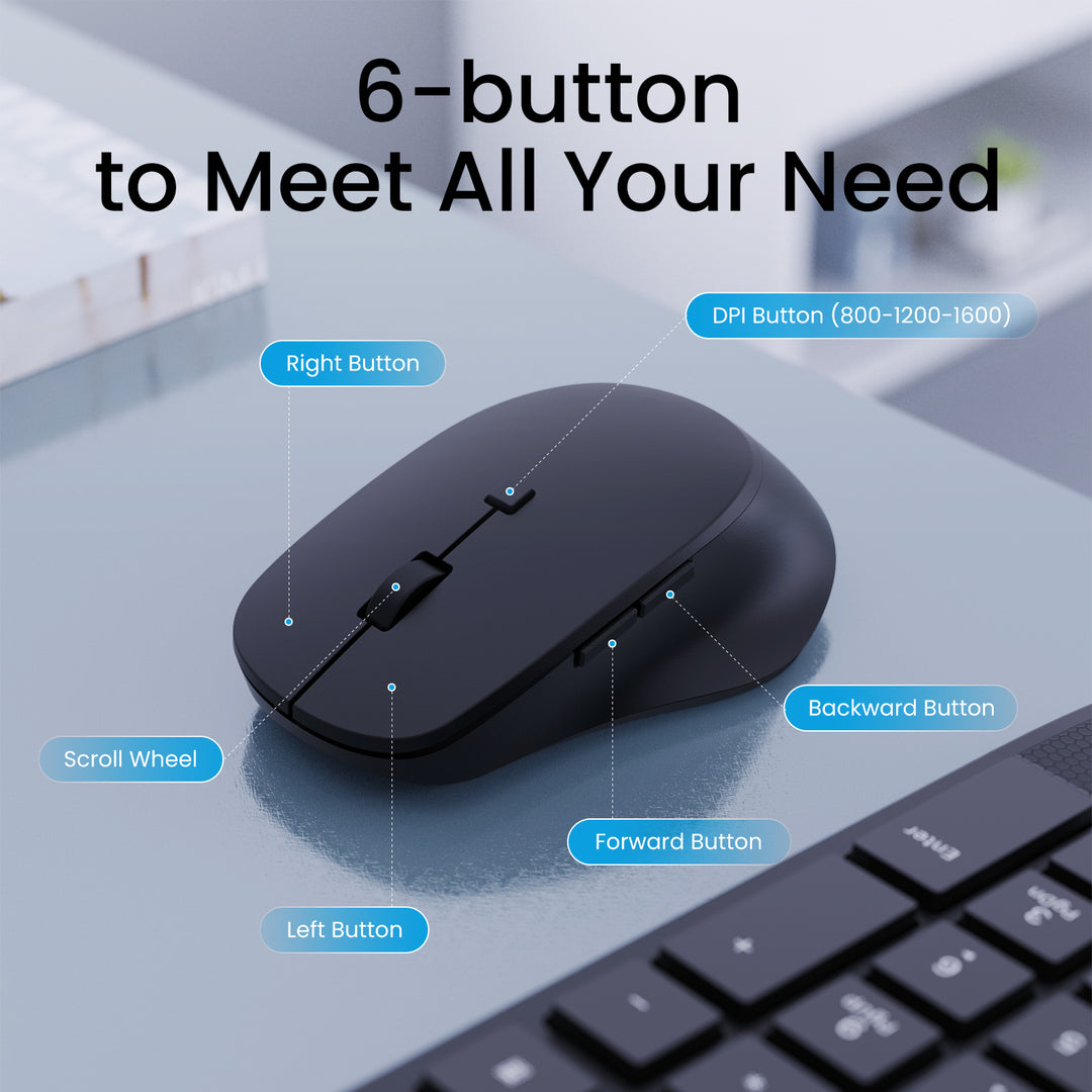 PC321 Ergonomic Wireless Keyboard Mouse Combo with Phone Holder