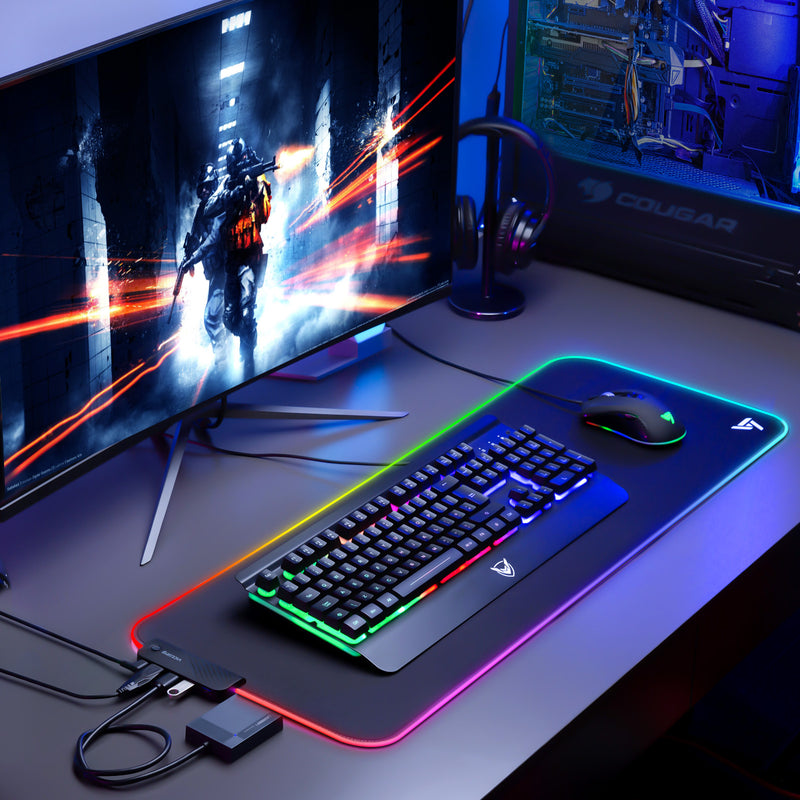 PC342 XXL RGB Gaming Mouse Pad with 4 USB Ports, 31.5"x11.8"
