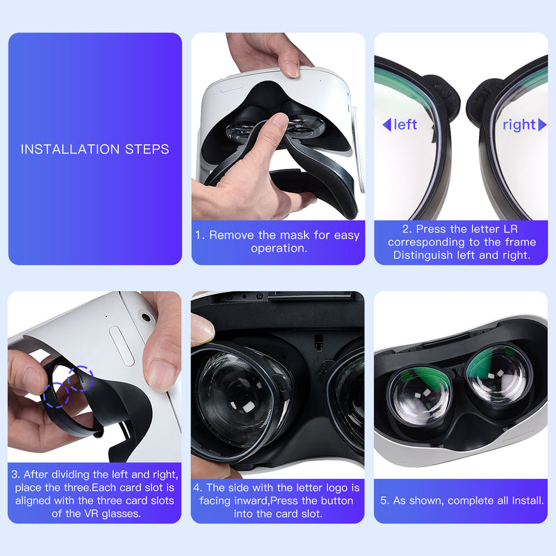 New Quest2 Lens Myopia Anti Blue Light Magnetic Glasses Frame Quick Disassemble Inserts VR Prescription Lenses For Oculus Quest 2