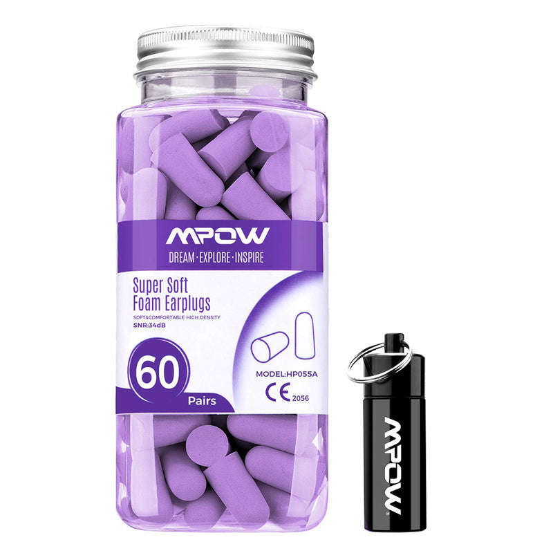 MPOW HP055A Foam Earplugs 60 Pairs with Aluminum Carry Case