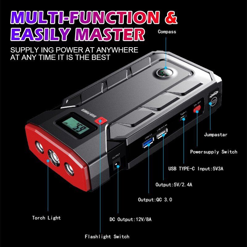 99900mAh Car Jump Starter Booster Jumper Box Power Bank Battery Charger Portable US/CA