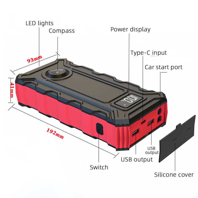 Portable 69800mAh 12V Car Jump Starter Power Bank Pack Booster Charger Battery