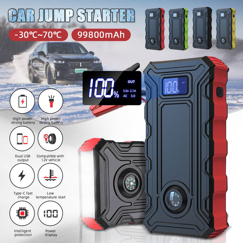 69800mAh 12V Car Jump Starter Portable 4 USB Port Charger LED Flashlight  Power Bank Battery Booster