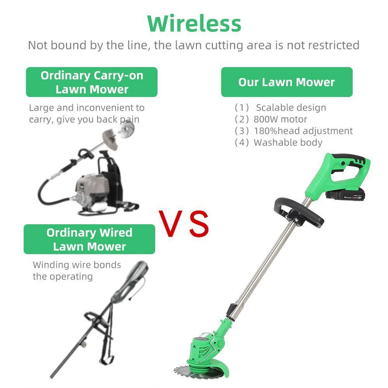 Electric Grass Trimmer Weed Eater Lawn Edger Cordless String Cutter 24V +Battery