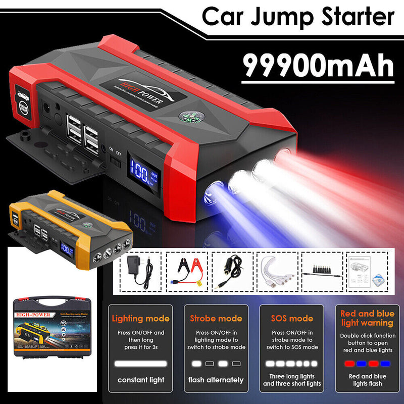 Portable 99900mAh 1000A Car Jump Starter Auto Battery Booster Power Pack w/Box